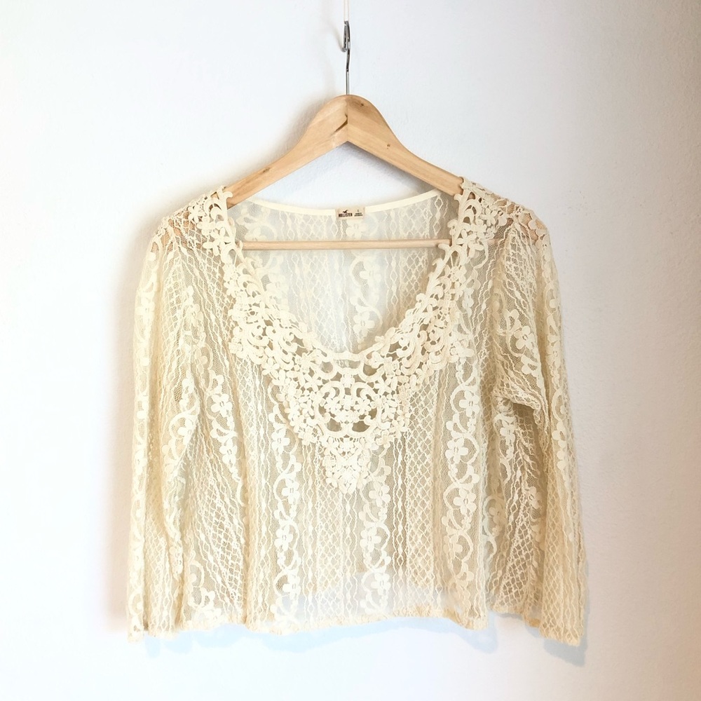 Hollister lace crop top size large